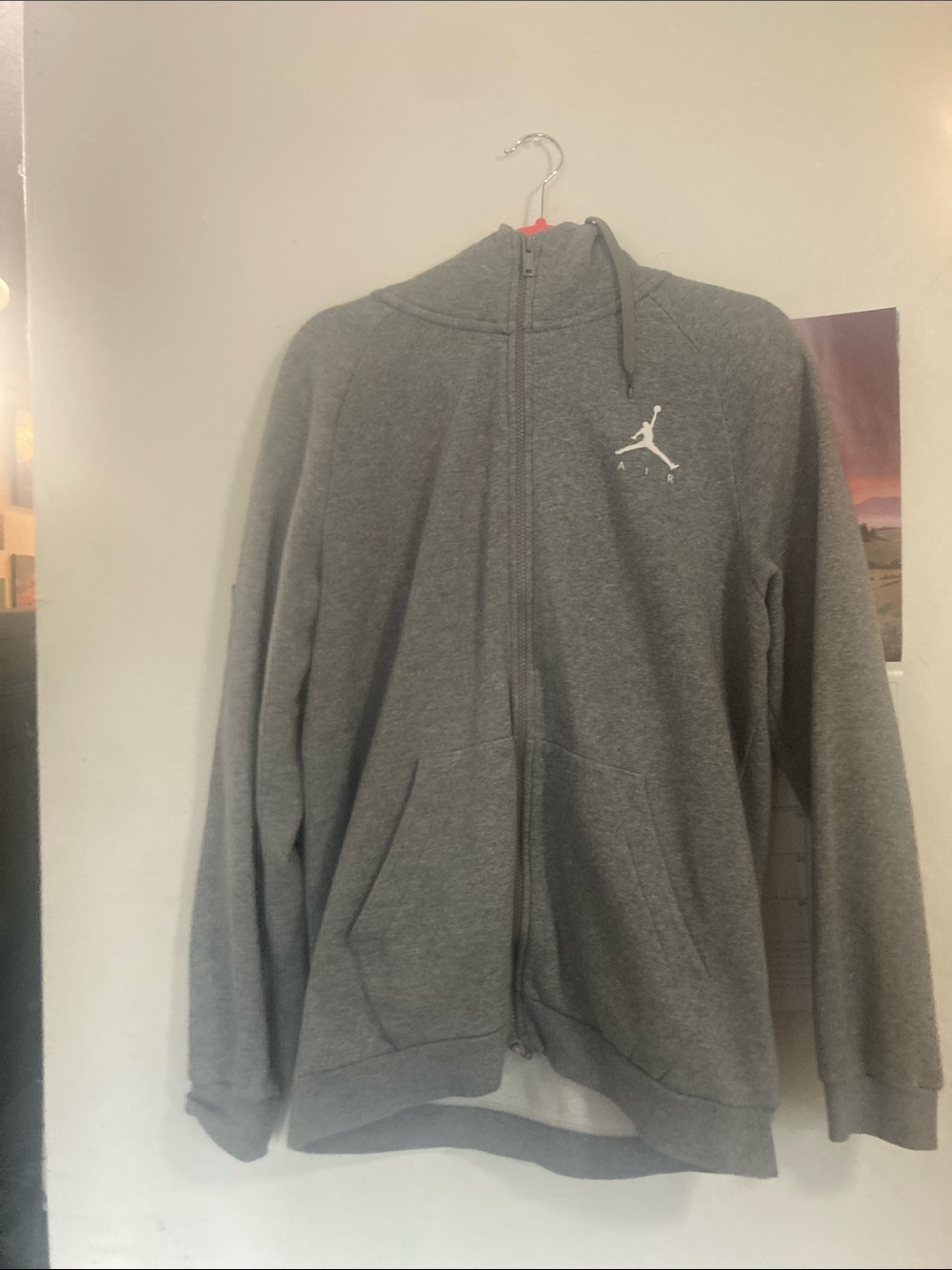 Jordan Gray Zip-Up Hoodie with White Jumpman